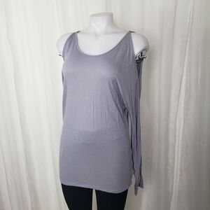 Express long sleeve cold shoulder top silvery gray size small